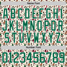 Загрузить изображение в средство просмотра галереи, Custom Cream Kelly Green-White 3D Christmas Hockey Lace Neck Jersey
