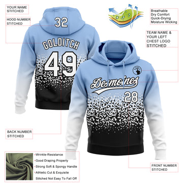 Custom Stitched Light Blue White-Black 3D Pattern Design Abstract Shape Sports Pullover Sweatshirt Hoodie
