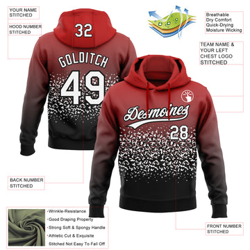 Custom Stitched Red White-Black 3D Pattern Design Abstract Shape Sports Pullover Sweatshirt Hoodie