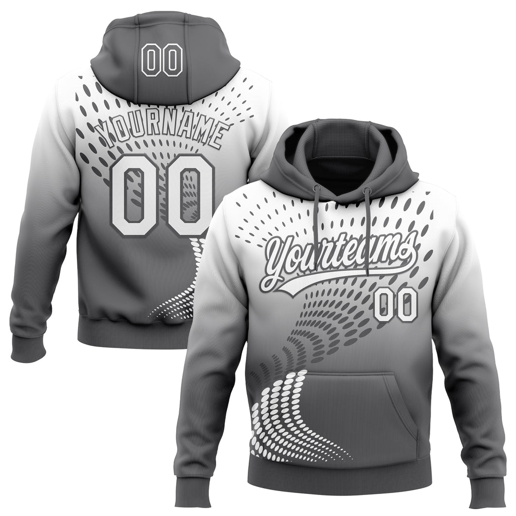 Custom Stitched Gray White-Steel Gray 3D Pattern Design Geometrico Graph Sports Pullover Sweatshirt Hoodie