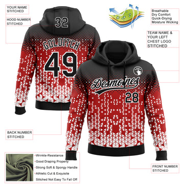 Custom Stitched Red Black-White 3D Pattern Design Geometrico Graph Sports Pullover Sweatshirt Hoodie