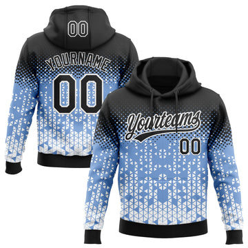 Custom Stitched Light Blue Black-White 3D Pattern Design Geometrico Graph Sports Pullover Sweatshirt Hoodie