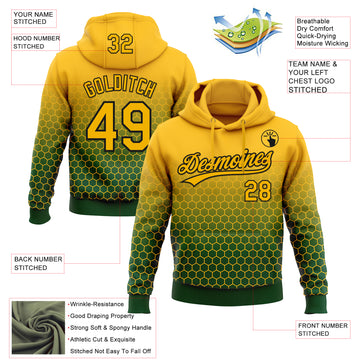 Custom Stitched Green Gold-Black 3D Pattern Design Geometrico Graph Sports Pullover Sweatshirt Hoodie
