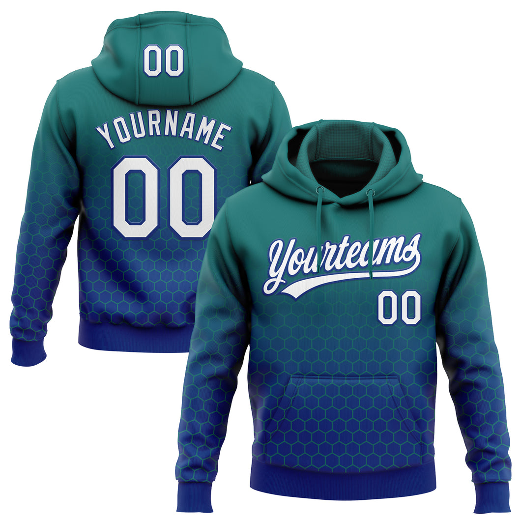 Custom Stitched Teal White-Royal 3D Pattern Design Geometrico Graph Sports Pullover Sweatshirt Hoodie