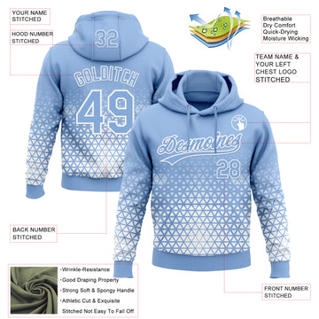 Custom Stitched Light Blue Light Blue-White 3D Pattern Design Geometrico Graph Sports Pullover Sweatshirt Hoodie
