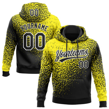 Custom Stitched Light Yellow Black-White 3D Pattern Design Abstract Shape Sports Pullover Sweatshirt Hoodie