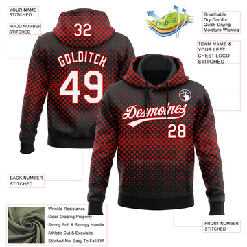 Custom Stitched Black White-Red 3D Pattern Design Geometrico Graph Sports Pullover Sweatshirt Hoodie
