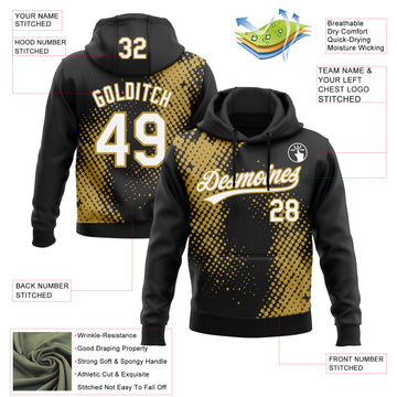 Custom Stitched Black White-Old Gold 3D Pattern Design Geometrico Graph Sports Pullover Sweatshirt Hoodie
