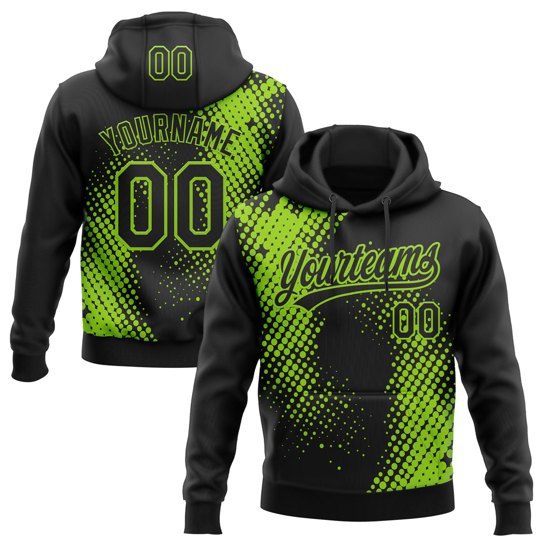 Custom Stitched Black Black-Neon Green 3D Pattern Design Geometrico Graph Sports Pullover Sweatshirt Hoodie