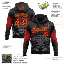 Load image into Gallery viewer, Custom Stitched Black Red-Old Gold 3D Pattern Design Leopardo Sports Pullover Sweatshirt Hoodie
