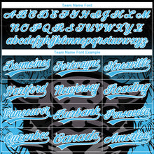 Load image into Gallery viewer, Custom Stitched Black Sky Blue-White 3D Pattern Design Leopardo Sports Pullover Sweatshirt Hoodie
