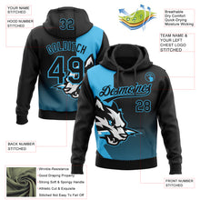 Load image into Gallery viewer, Custom Stitched Black Black-Sky Blue 3D Pattern Design Wolf Sports Pullover Sweatshirt Hoodie
