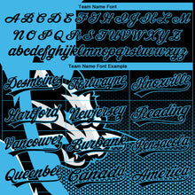 Load image into Gallery viewer, Custom Stitched Black Black-Sky Blue 3D Pattern Design Wolf Sports Pullover Sweatshirt Hoodie
