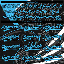 Load image into Gallery viewer, Custom Stitched Black Sky Blue-Black 3D Pattern Design Leopardo Sports Pullover Sweatshirt Hoodie
