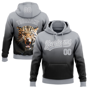 Custom Stitched Black Gray-White 3D Pattern Design Leopardo Sports Pullover Sweatshirt Hoodie
