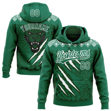 Custom Stitched Green Kelly Green-White 3D Pattern Design Leopardo Sports Pullover Sweatshirt Hoodie