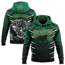 Load image into Gallery viewer, Custom Stitched Black Kelly Green-Old Gold 3D Pattern Design Leopardo Sports Pullover Sweatshirt Hoodie
