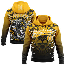 Load image into Gallery viewer, Custom Stitched Black Gold-White 3D Pattern Design Leopardo Sports Pullover Sweatshirt Hoodie
