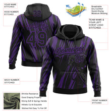 Laden Sie das Bild in den Galerie-Viewer, Custom Stitched Black Black-Purple 3D Pattern Design Leopardo Sports Pullover Sweatshirt Hoodie
