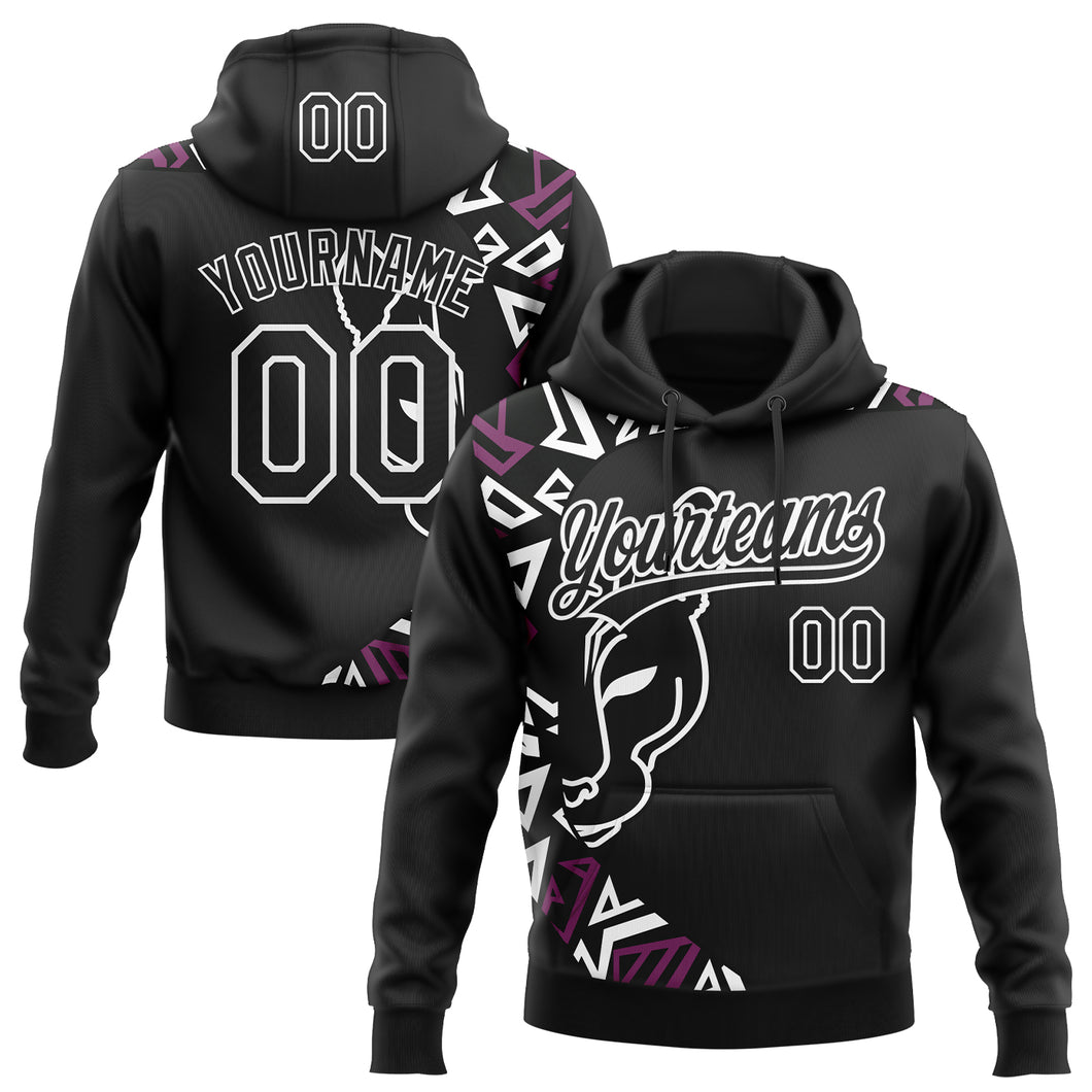 Custom Stitched Black Black-White 3D Pattern Design Leopardo Sports Pullover Sweatshirt Hoodie