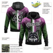 Загрузить изображение в средство просмотра галереи, Custom Stitched Medium Purple Black White-Aurora Green 3D Pattern Design Wolf Sports Pullover Sweatshirt Hoodie
