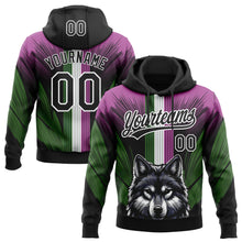 Загрузить изображение в средство просмотра галереи, Custom Stitched Medium Purple Black White-Aurora Green 3D Pattern Design Wolf Sports Pullover Sweatshirt Hoodie
