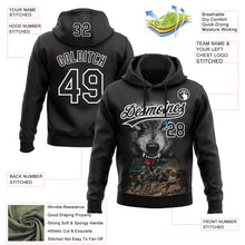 Load image into Gallery viewer, Custom Stitched Black Black-White 3D Pattern Design Wolf Sports Pullover Sweatshirt Hoodie
