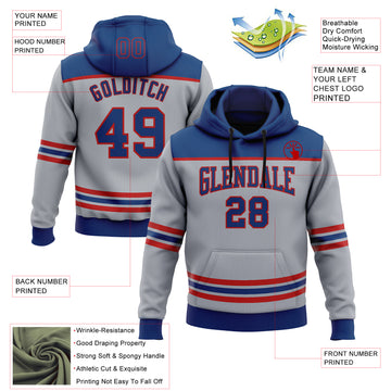 Custom Gray US Navy Blue-Red 3D Pattern Design Game Day Columbus Inspired Sports Pullover Sweatshirt Hoodie