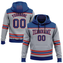 Load image into Gallery viewer, Custom Gray US Navy Blue-Red 3D Pattern Design Game Day Columbus Inspired Sports Pullover Sweatshirt Hoodie
