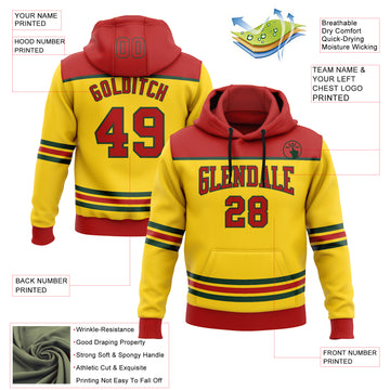 Custom Yellow Red-Green 3D Pattern Design Game Day Minnesota Inspired Sports Pullover Sweatshirt Hoodie