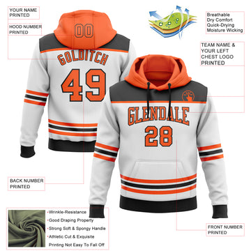 Custom White Orange-Black 3D Pattern Design Game Day Philadelphia Inspired Sports Pullover Sweatshirt Hoodie