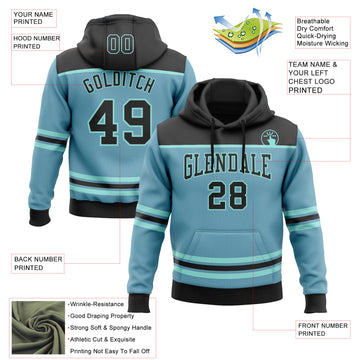 Custom Shadow Blue Black-Ice Blue 3D Pattern Design Game Day Seattle Inspired Sports Pullover Sweatshirt Hoodie