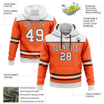 Custom Orange White-Black 3D Pattern Design Game Day Anaheim Inspired Sports Pullover Sweatshirt Hoodie