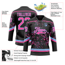 Загрузить изображение в средство просмотра галереи, Custom Black Pink-Light Blue 3D Pattern Fragment Art Hockey Lace Neck Jersey
