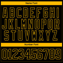 Загрузить изображение в средство просмотра галереи, Custom Black Gold-White 3D Pattern Curve Lines Hockey Lace Neck Jersey
