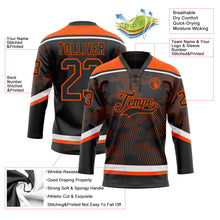 Загрузить изображение в средство просмотра галереи, Custom Black Orange-White 3D Pattern Curve Lines Hockey Lace Neck Jersey
