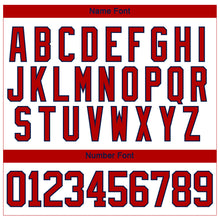 Load image into Gallery viewer, Custom White Red-Navy 3D Pattern Curve Lines Hockey Lace Neck Jersey
