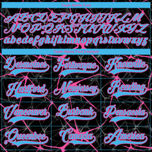 Загрузить изображение в средство просмотра галереи, Custom Black Sky Blue-Pink 3D Pattern Abstract Network Hockey Lace Neck Jersey
