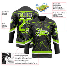 Загрузить изображение в средство просмотра галереи, Custom Black Neon Green-White 3D Pattern Abstract Network Hockey Lace Neck Jersey
