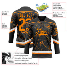 Загрузить изображение в средство просмотра галереи, Custom Black Bay Orange-White 3D Pattern Abstract Network Hockey Lace Neck Jersey
