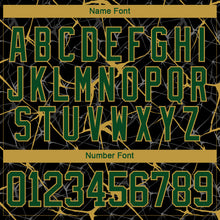 Загрузить изображение в средство просмотра галереи, Custom Black Green-Old Gold 3D Pattern Abstract Network Hockey Lace Neck Jersey
