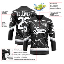 Загрузить изображение в средство просмотра галереи, Custom Black White-Gray 3D Pattern Abstract Network Hockey Lace Neck Jersey
