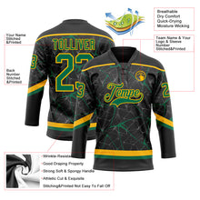 Загрузить изображение в средство просмотра галереи, Custom Black Kelly Green-Gold 3D Pattern Abstract Network Hockey Lace Neck Jersey
