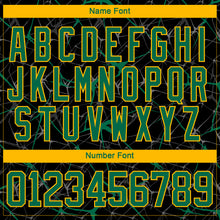 Загрузить изображение в средство просмотра галереи, Custom Black Kelly Green-Gold 3D Pattern Abstract Network Hockey Lace Neck Jersey
