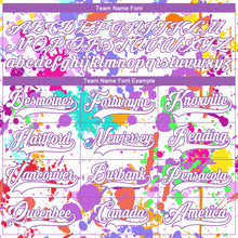 Load image into Gallery viewer, Custom Graffiti Pattern White Medium Purple-Gold 3D Splash Art Hockey Lace Neck Jersey
