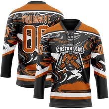 Загрузить изображение в средство просмотра галереи, Custom Figure Texas Orange Black-White 3D Pattern Fluid Art Hockey Lace Neck Jersey
