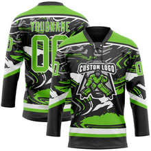 Load image into Gallery viewer, Custom Figure Aurora Green Black-White 3D Pattern Fluid Art Hockey Lace Neck Jersey
