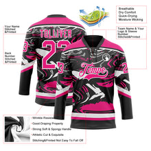 Load image into Gallery viewer, Custom Figure Hot Pink Black-White 3D Pattern Fluid Art Hockey Lace Neck Jersey
