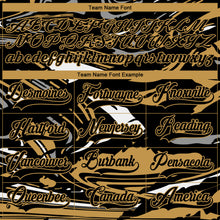 Загрузить изображение в средство просмотра галереи, Custom Figure Black Old Gold-White 3D Pattern Fluid Art Hockey Lace Neck Jersey
