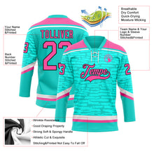 Load image into Gallery viewer, Custom Aqua Pink Black-White 3D Pattern Fragment Art Hockey Lace Neck Jersey
